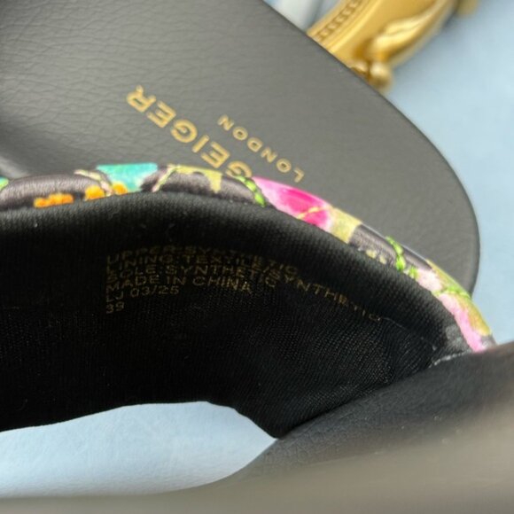 🆕 KURT GEIGER LONDON 🧿 NWOB Meena Eagle Black Floral Print Slides, Sz 39 US8.5 - Picture 11 of 13
